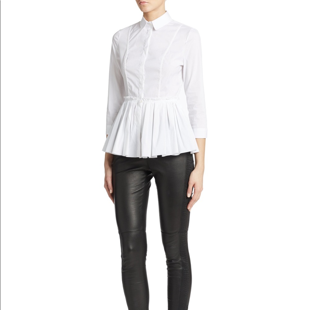 BBWOT Button front cotton peplum top